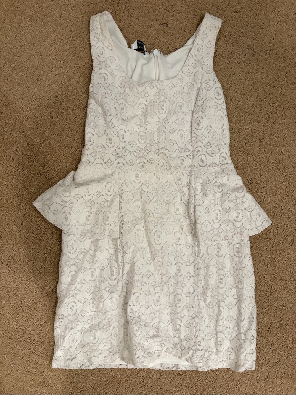 bebe White Eyelet Lace Peplum Cocktail Dress Wedding Bride Bridal 8